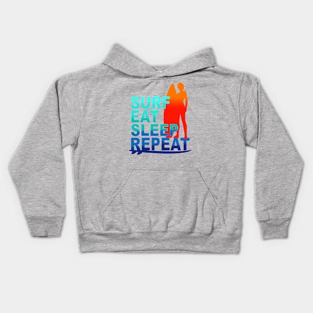 surf eat sleep repeat Kids Hoodie by pickledpossums